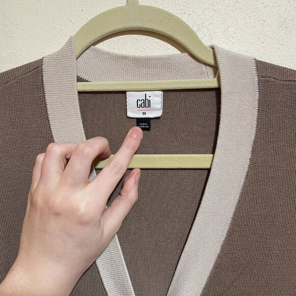 Cabi Size M Genteel Long Duster Cardigan Sweater Brown Button Front Belted - Picture 7 of 15